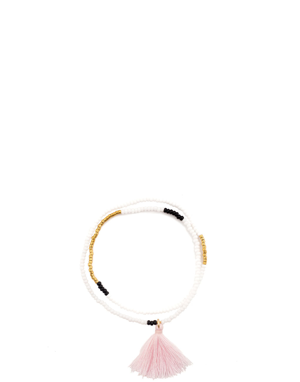 White Mini Tassel Bracelet - Light Pink