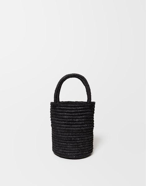 Cylindrical Structured Bucket Bag | Raffia | The Little Market