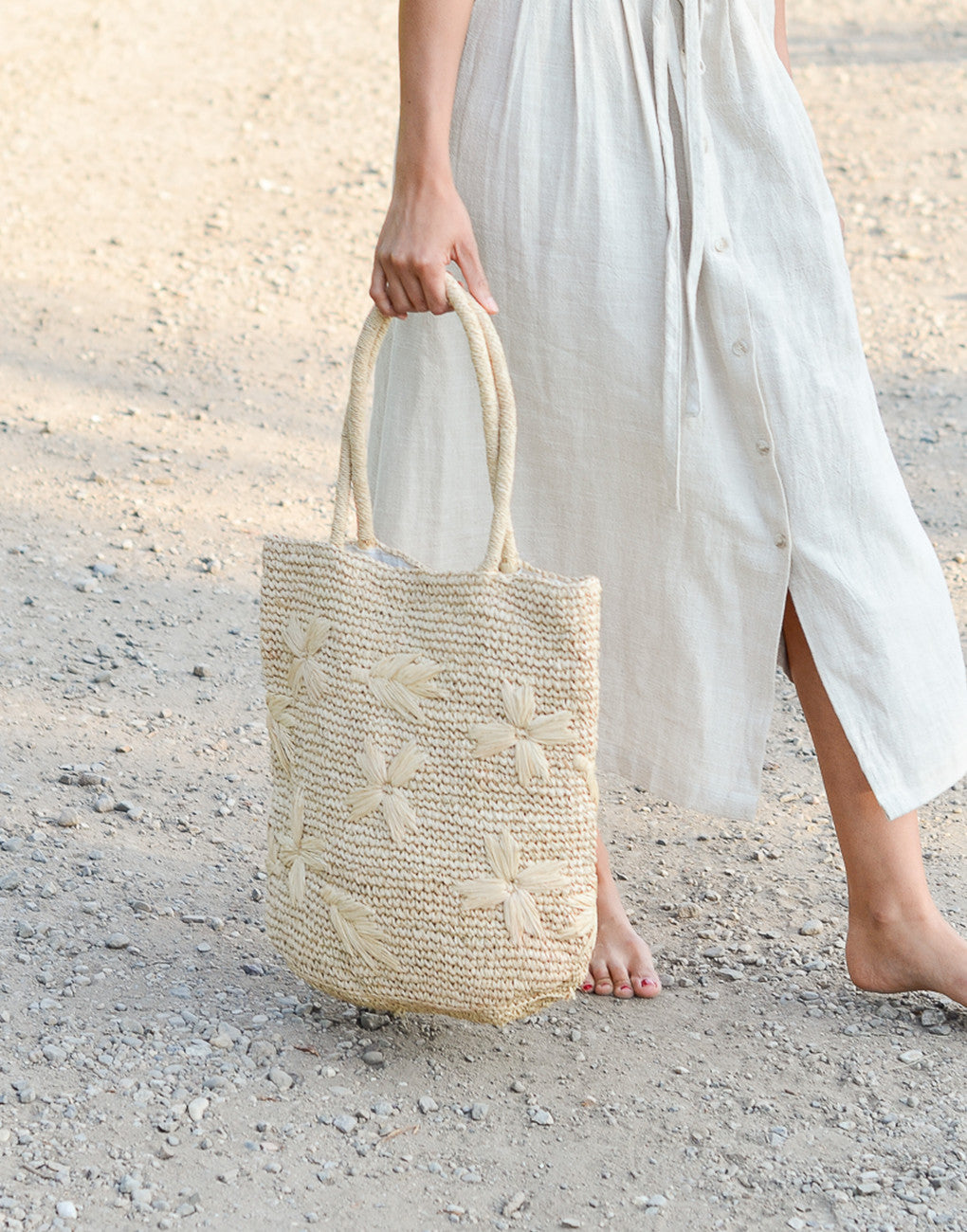 Floral Tote - Natural