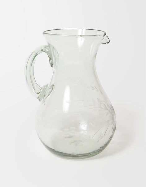 Hand-etched Recycled Round Glass Pitcher, Fair Trade | Clear | The ...