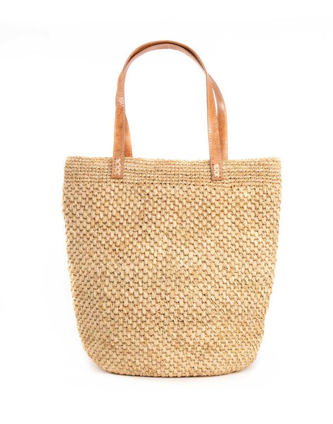 Natural Raffia + Leather Tote Bag | Sustainable Fashion – The Little Market