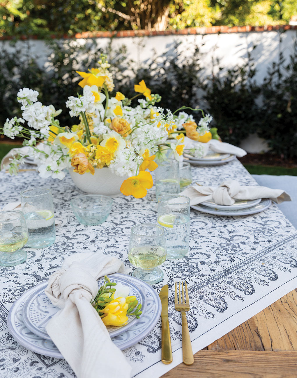 Block Print Tablecloth - Floral