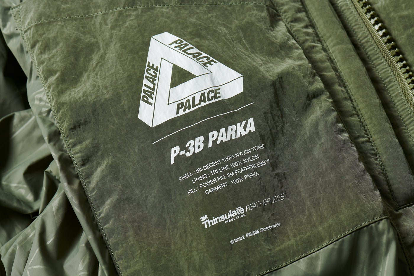 P-3B BAFFLE PARKA OLIVE | Palace Skateboards USA