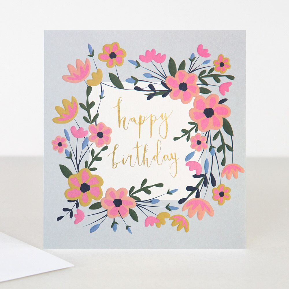 Happy Birthday Flowers Light Background Card | Paper Tiger