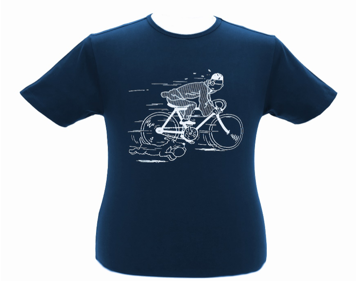 Tintin and Snowy Bike Kids T-Shirt Navy Blue | Paper Tiger