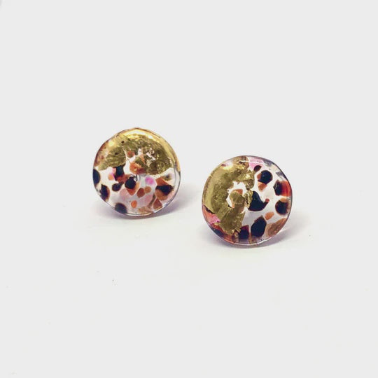 Bramble Glass and Gold Midi Mottled Earrings | Paper Tiger