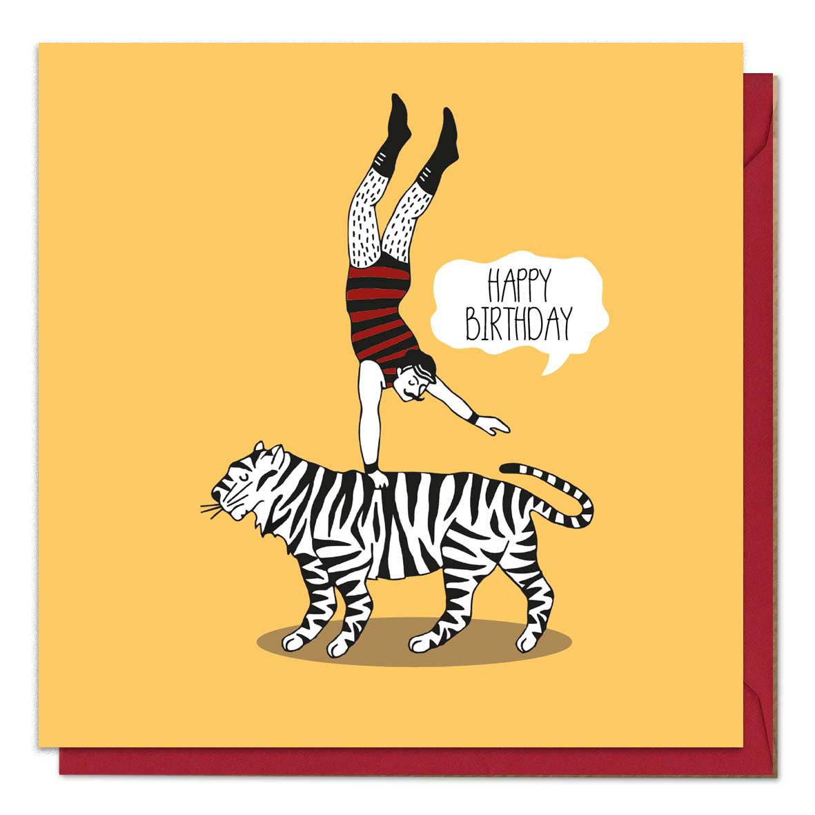 Tiger And Strongman Birthday Card Paper Tiger