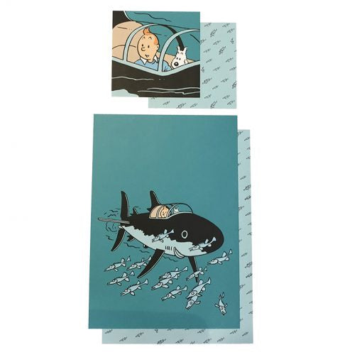 Tintin Duvet Set Shark Submarine Paper Tiger