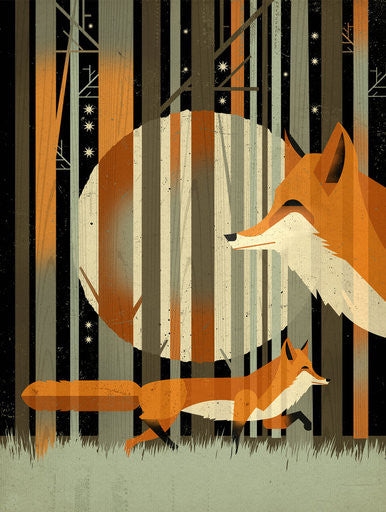 Midnight Foxes 30x40cm Print