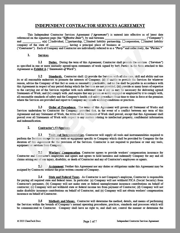 Independent Contractor Services Agreement