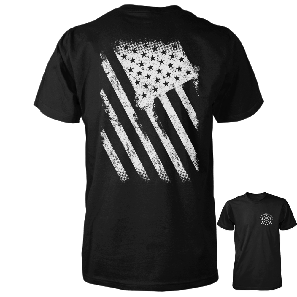American Flag Shirt - Distressed Back Print – TheThreePercenter.com