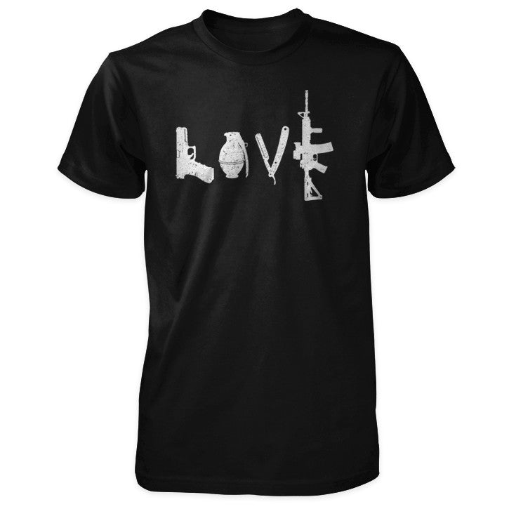 Love Spelled with Guns & Weapons Shirt – TheThreePercenter.com