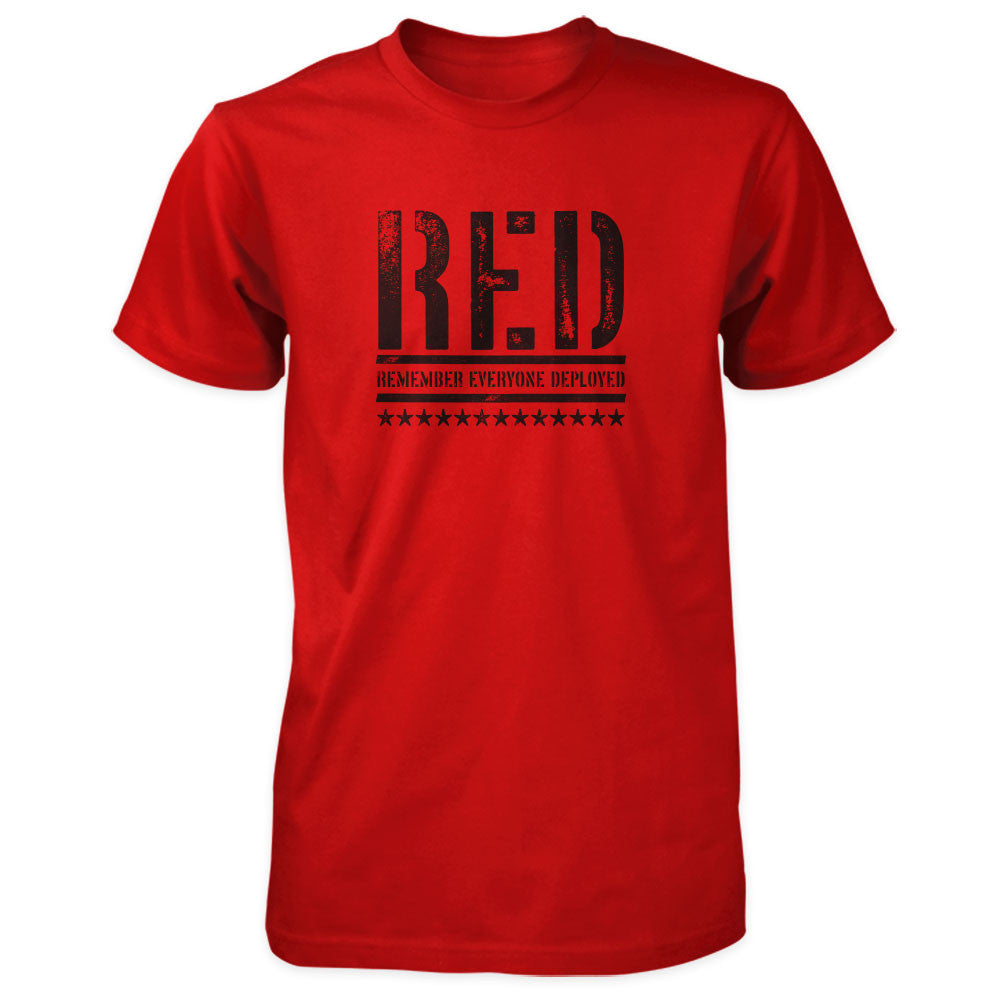 black shirt red print