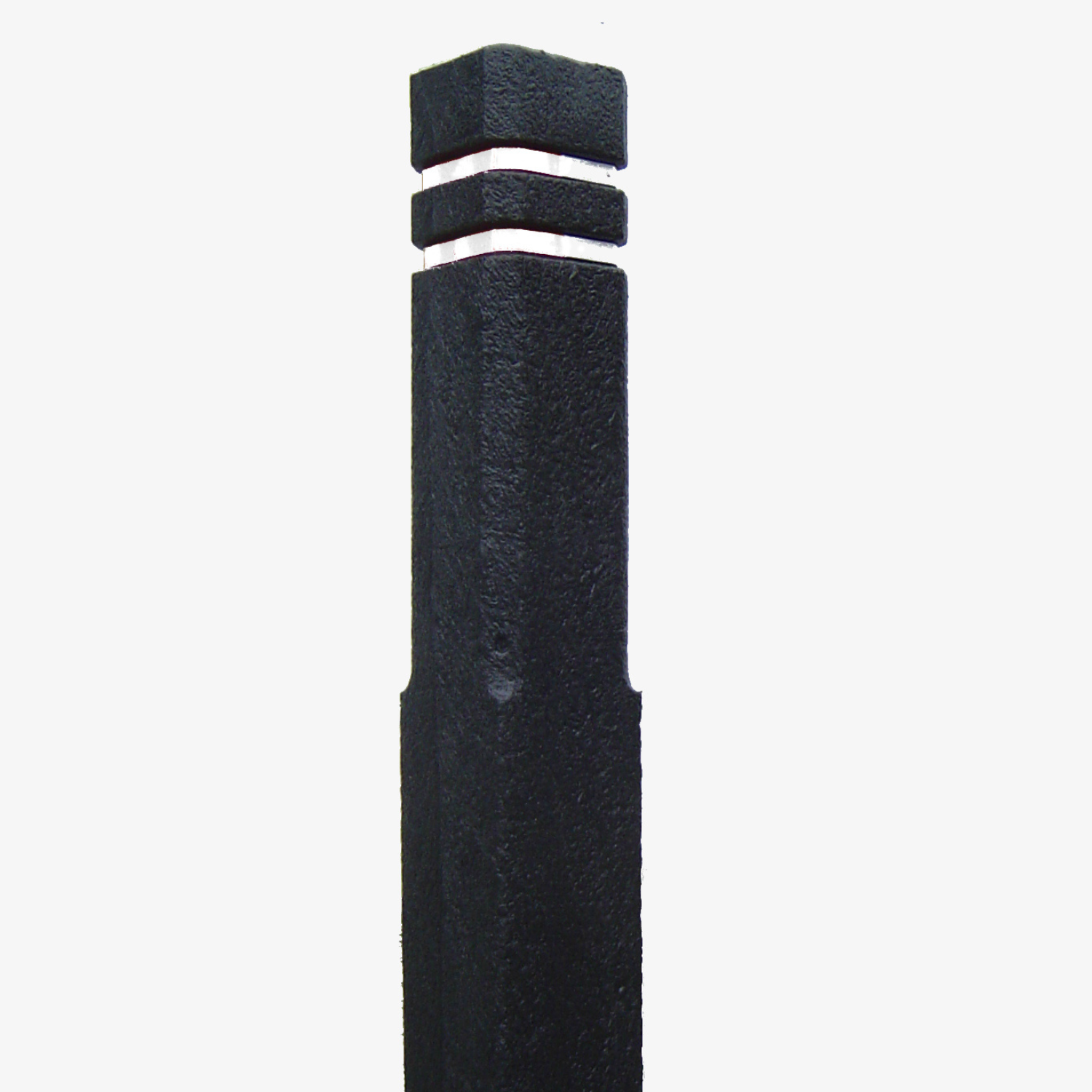 Square White Banded Recycled Plastic Bollard , Manticore Lumber Black