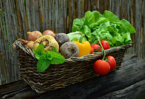 Bone Health as You Age - Basket full of fruit & veggies