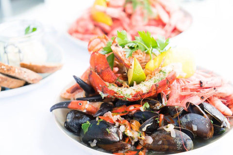 Boosting immunity after 50 - seafood platter with crab, shrimp, and mussels