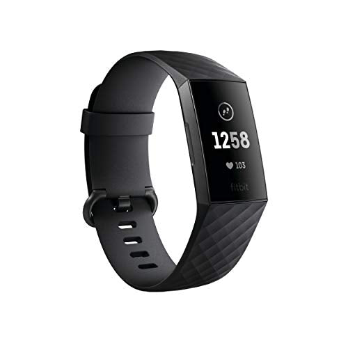 Fitbit Charge 3 Fitness Activity Tracker, Graphite/Black, Size (S and L Bands Included) |