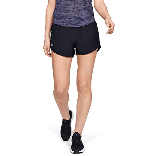 Under Armour Women's Fly By Running Shorts , Black (002)/Reflective ,  X-Small | FitnessGearUSA.Com