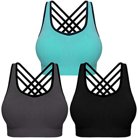 3 Pack Sports Bras for Women High Impact Padded Workout Yoga Bra Fitness  Activewear | FitnessGearUSA.Com