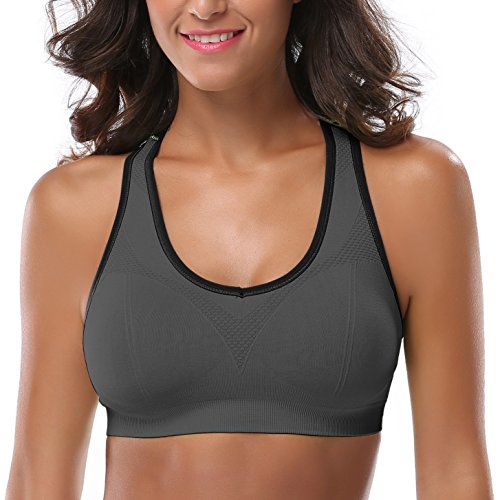 MIRITY Women Racerback Sports Bras - High Impact Workout Gym Activewear Bra  Color Black Grey Blue Hotpink White Pack of 5 Size S | FitnessGearUSA.Com