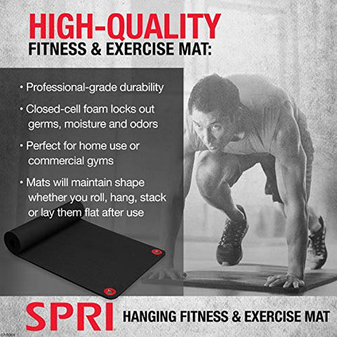 verhaal Rationalisatie uitglijden SPRI Hanging Exercise Mat, Fitness & Yoga Mat for Group Fitness Classes,  Commercial Grade Quality with Reinforced Holes, 56" L x 23" W x 5/8" Thick  | FitnessGearUSA.Com