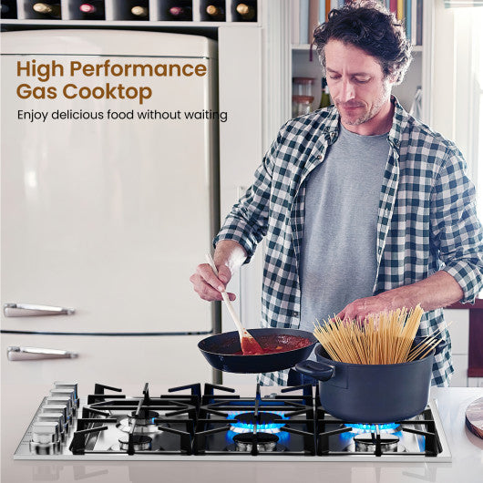 30/36 Inch Gas Cooktop with 4/6 Powerful Burners and ABS Knobs-36 inches - Image 6