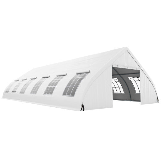 20 x 40 FT Peach Shaped Party Tent Wedding Canopy with Zipper Doors-White - Image 3
