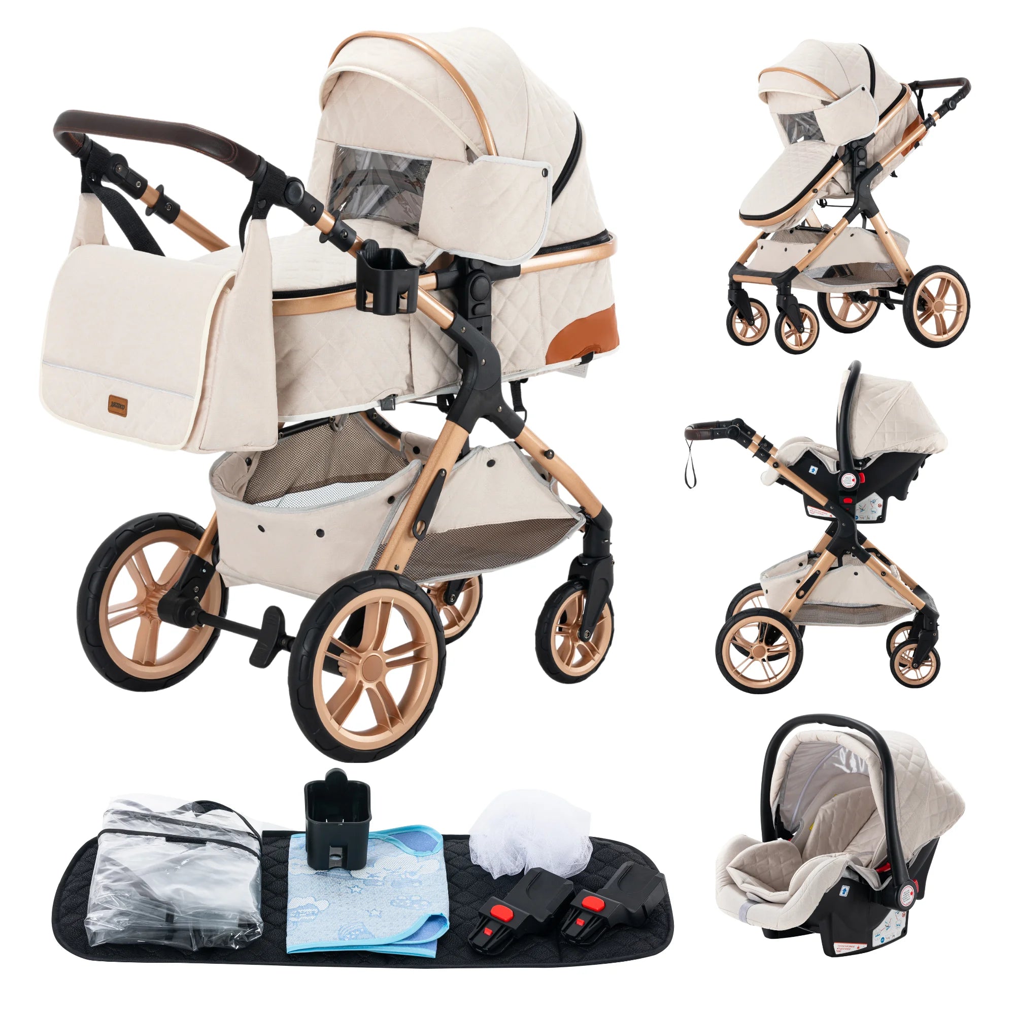 Poussette bébé 3 en 1, poussette quatre roues, voiture bébé 2 en 1, poussettes légères, poussettes multifonctions, landau, poussette