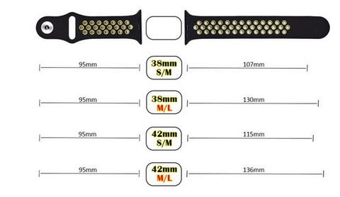 breathe silicone colorful band with connector adapter for apple watch band size chart