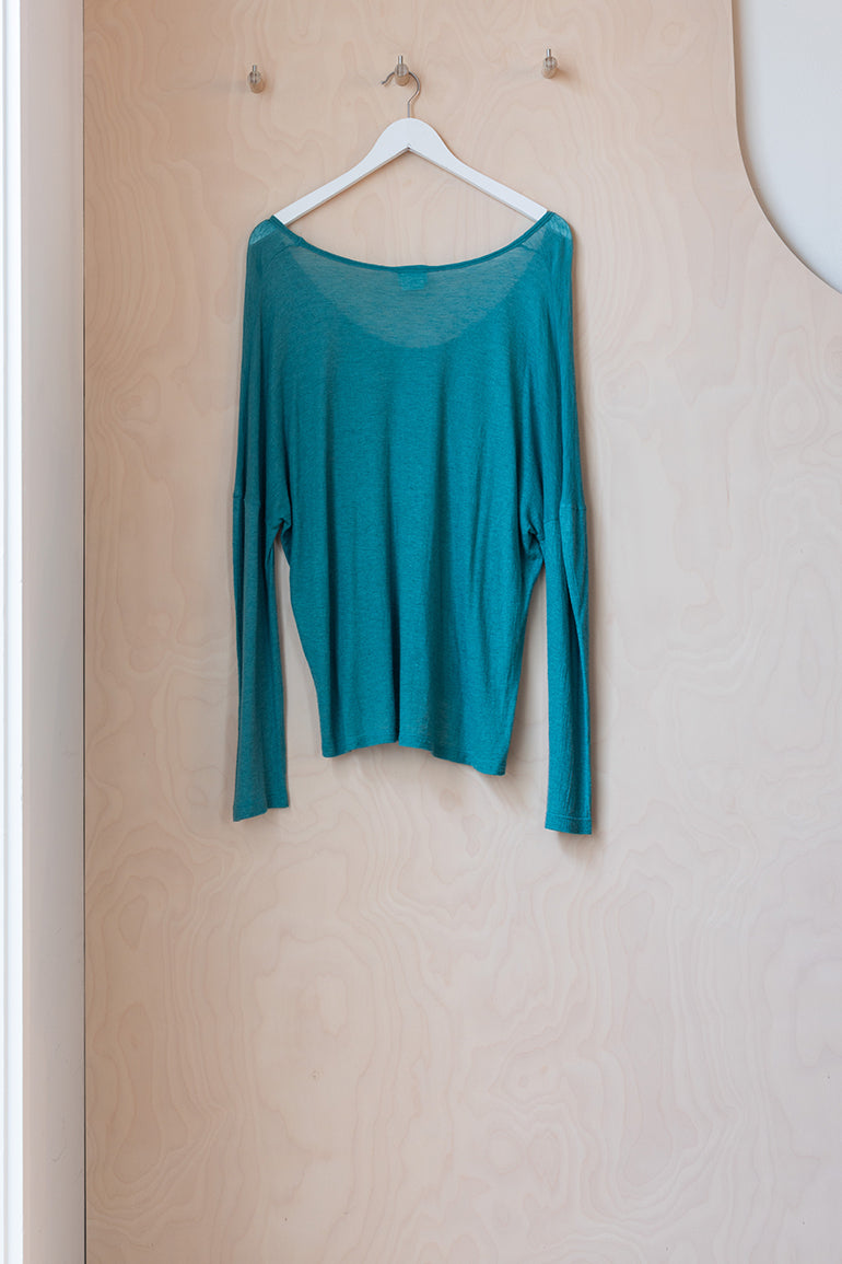 Dries Van Noten Scoop Jersey Top - Turquoise