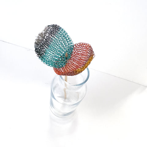 Decorative wire crochet flower in a vase - YoolaDesign