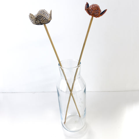 Decorative wire crochet flower in a vase - YoolaDesign