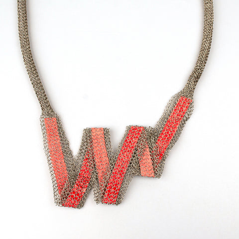 Wire crochet jewelry red necklace - yooladesign