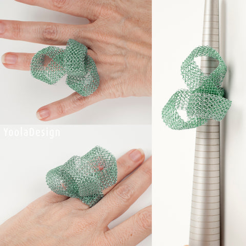 anello statement - anello con nastro gigante verde