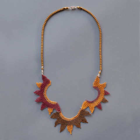 Oriental sun necklace - wire crochet jewelry- Yooladesign