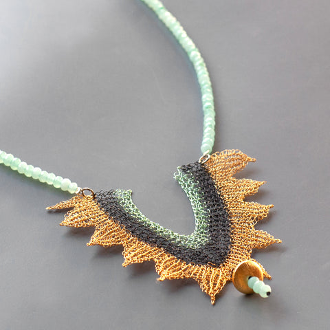 Oriental spike necklace - wire crochet jewelry- Yooladesign