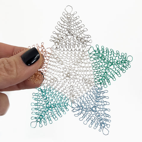 wire crochet multicolor polygon star