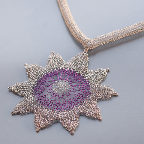 flower star wire crochet necklace - Yooladesign