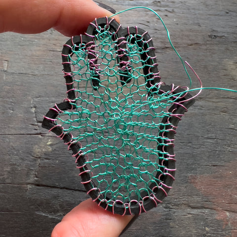 HAMSA Wire Crochet pendant - Yooladesign