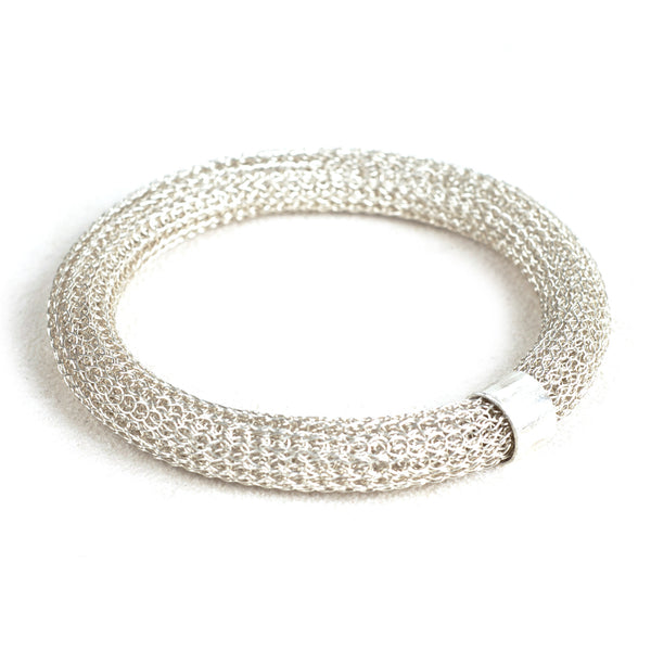 Chunky Sterling silver Bangle bracelet , Wire Crochet Bracelet ...