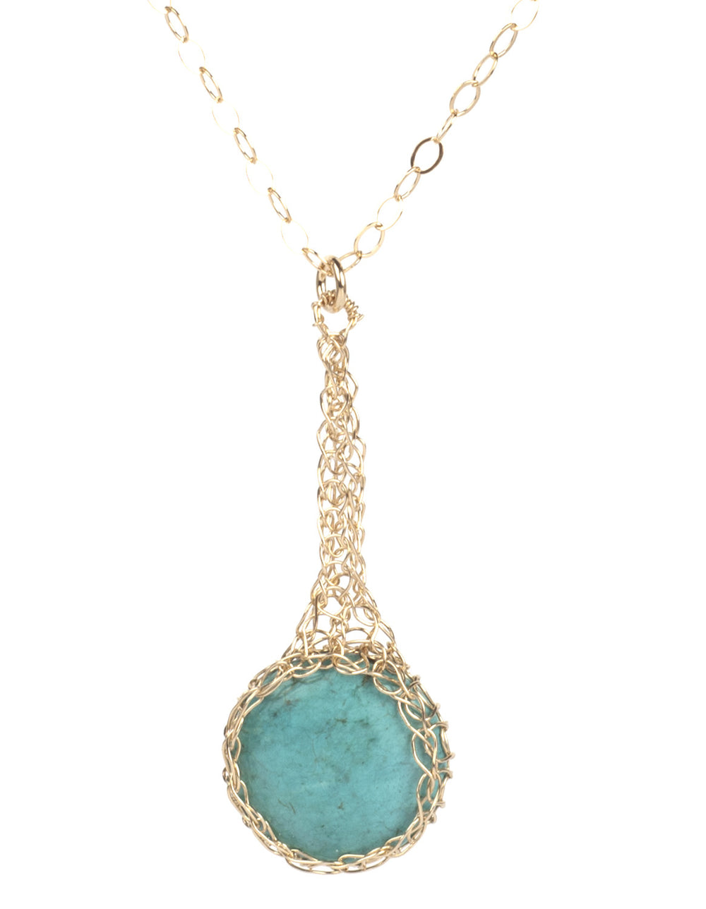 Turquoise pendant necklace in gold - Yooladesign