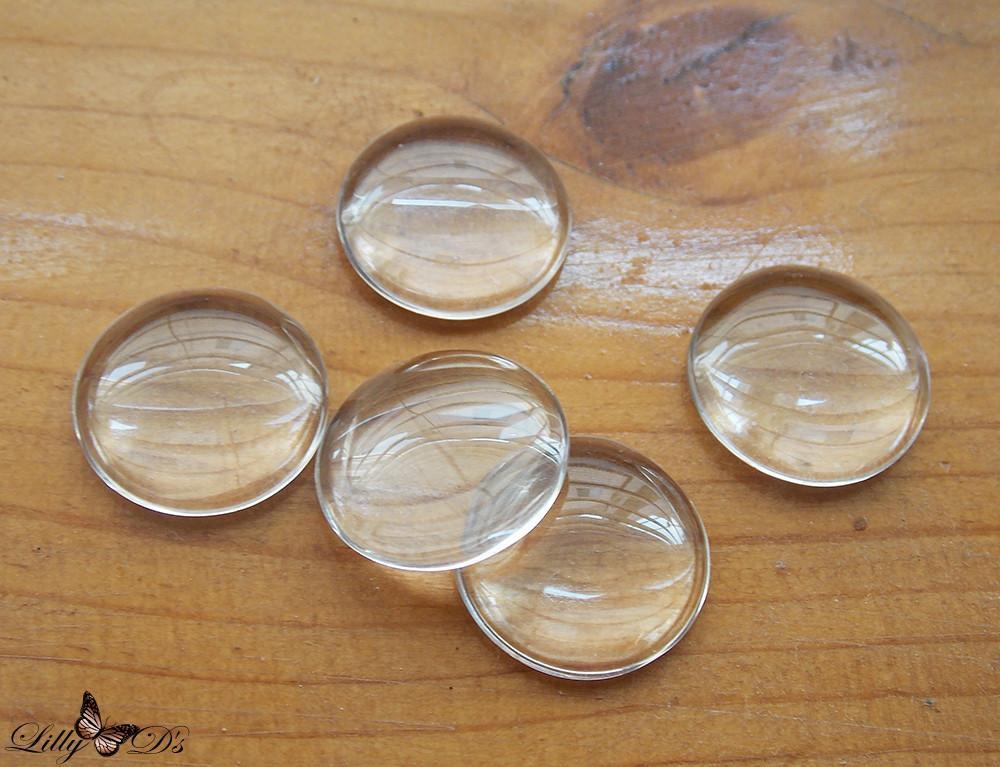 16mm Round Clear Glass Cabochons | Lilly Ds DIY Craft Supplies