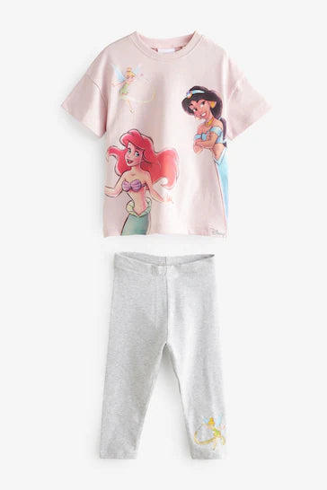 Girl Conjunto De Camiseta e Leggings Rosa Disney Princess De Manga C