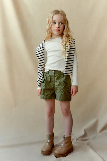 |BigGirl| Shorts Cargo Utility - Khaki Green (3-16 anos)