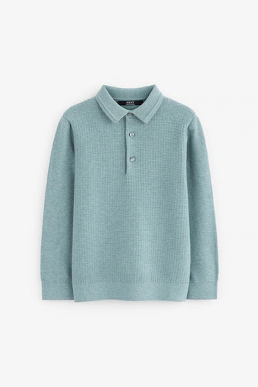 |BigBoy| Camisa Polo Texturizada Manga Longa (3-16 anos)