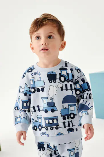 |BigBoy| Moletom Estampado Completo Com Personagens - Blue Train (3 meses a 7 anos)