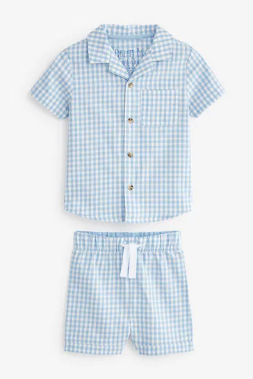 |BigBoy| Pijama Azul Xadrez Com Botões (9 meses a 8 anos)