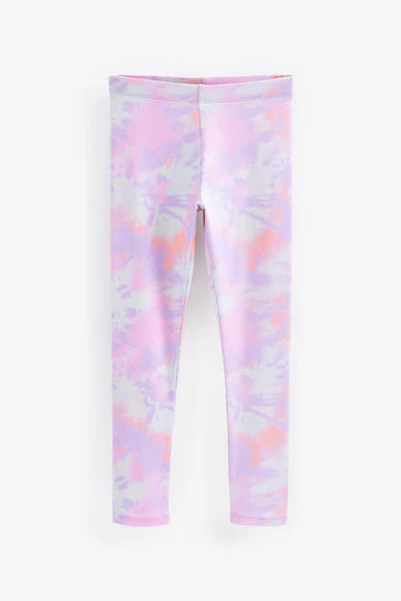 |BigGirl| Leggings - Long Length Pink/ Lilac Purple Pretty Tie Dye  (3-16 anos)