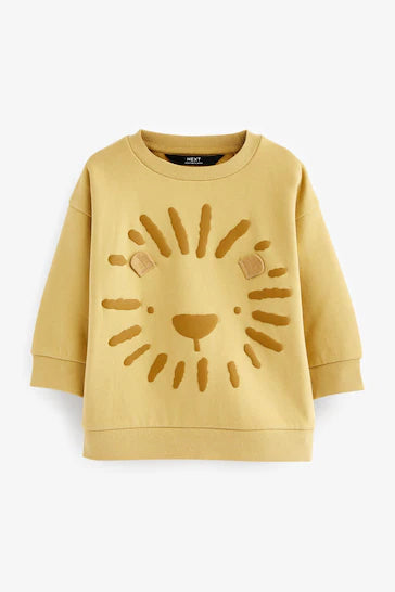 |BigBoy| Moletom Com Gola Redonda Character - Yellow Lion Oversized (3 meses a 7 anos)