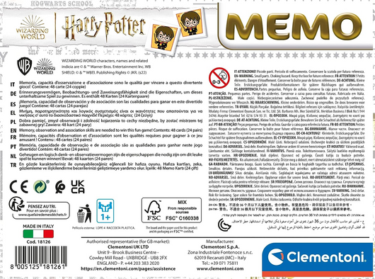 Clementoni 18126 - Memo Pocket Harry Potter - Brinquedos educativos, m